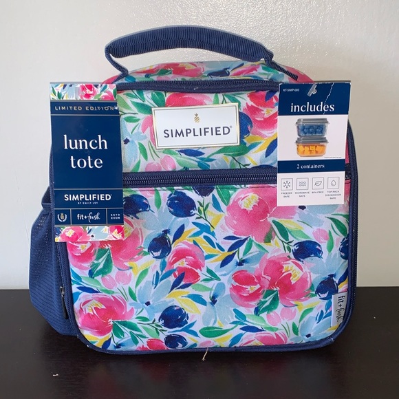 Simplififed Handbags - Simplified Insulated Lunch Tote with two Snacks Containers.